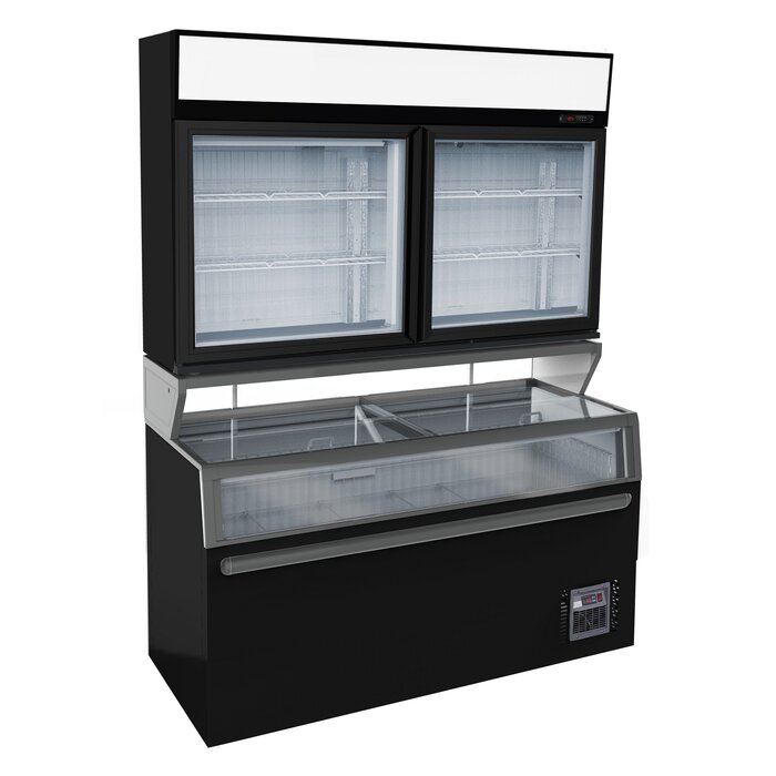 Combisteel Wandvrieskast zwart 2 glasdeuren