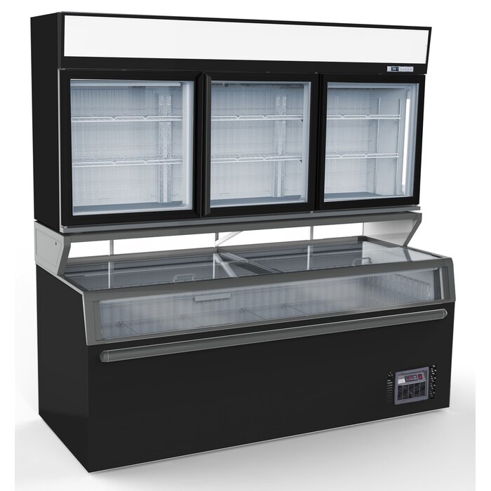 Combisteel Wandvrieskast zwart 3 glasdeuren