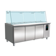 Koelwerkbank glas recht 3 deuren 5x 1/1 GN pan