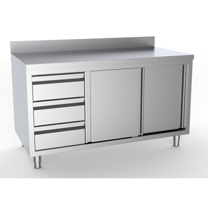 Combisteel 700 werktafel schuifdeuren laden links met rand 1400