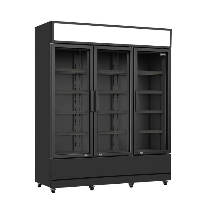 Combisteel Koelkast 3 glasdeuren zwart fcu-1200 bl