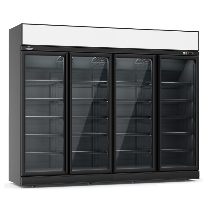 Combisteel KOELKAST 4 GLASDEUREN ZWART INS-2060R BL *TRANSPORT OP AANVRAAG* **Let op, er is sprake van een hogere inschakelstroom waardoor een automaat met C karakteristiek noodzakelijk is.**