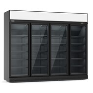 VRIESKAST 4 GLASDEUREN ZWART INS-2060F BL *TRANSPORT OP AANVRAAG* **Let op, er is sprake van een hogere inschakelstroom waardoor een automaat met C karakteristiek noodzakelijk is.**