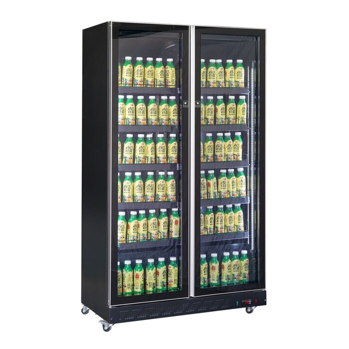 Combisteel Koelkast 2 glasdeuren zwart