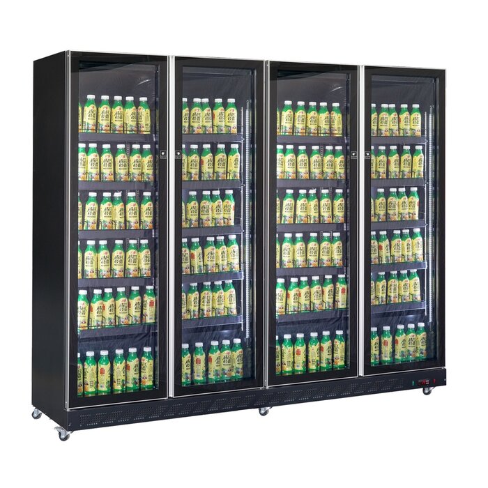 Combisteel Koelkast 4 glasdeuren zwart