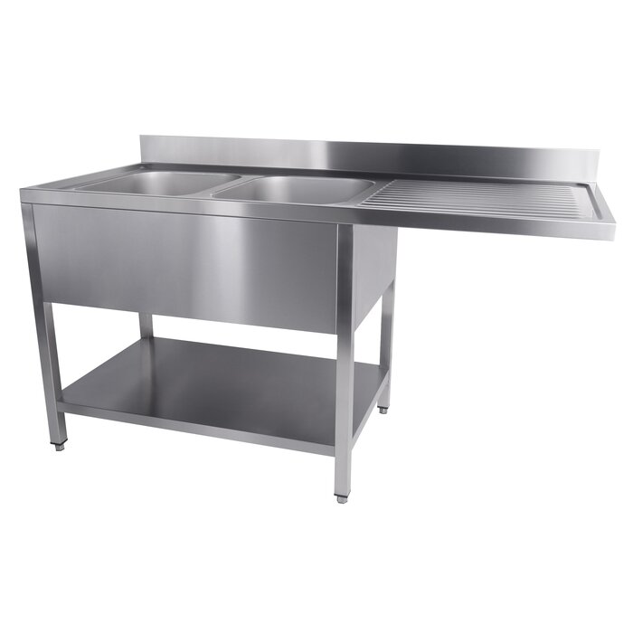 Combisteel 700 spoeltafel bodem met uitsp. vaatwasser demontabel 2 links 1600