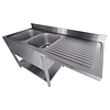 Combisteel 700 spoeltafel bodem met uitsp. vaatwasser demontabel 2 links 1600