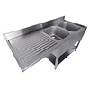 Combisteel 700 spoeltafel bodem met uitsp. vaatwasser demontabel 2 rechts 1600