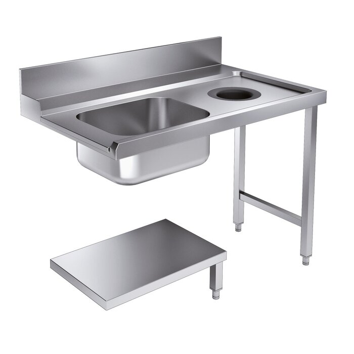 Combisteel Aanvoertafel bodemschap met afvalgat 1200 rechts tbv 7280.0045-0046