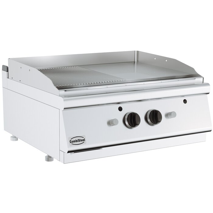 Combisteel Base 700 bakplaat elektrisch chroom/geribd tafelmodel