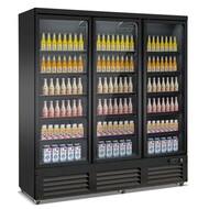 Koelkast 3 glasdeuren zwart ceb-1600r bl