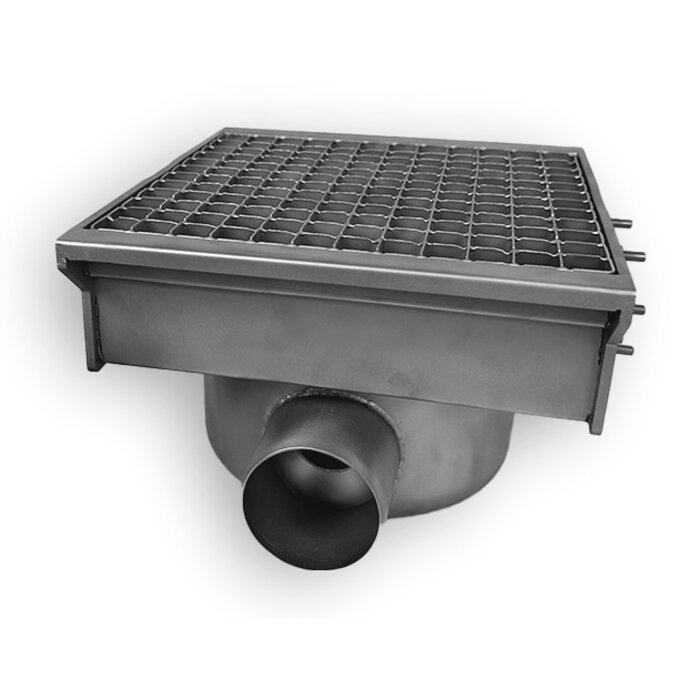 Combisteel RVS afvoerput 300x265 met 2 uitgangen tbv sleufgoot