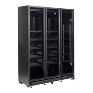 Koelkast 3 glasdeuren zwart nap-1200 *transport op aanvraag*