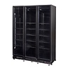 Combisteel Koelkast 3 glasdeuren zwart nap-1200 ht - met deurverwarming