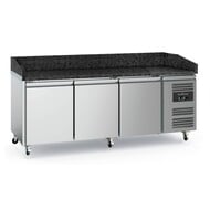 Pizzawerkbank 3 deurs graniet met wielen