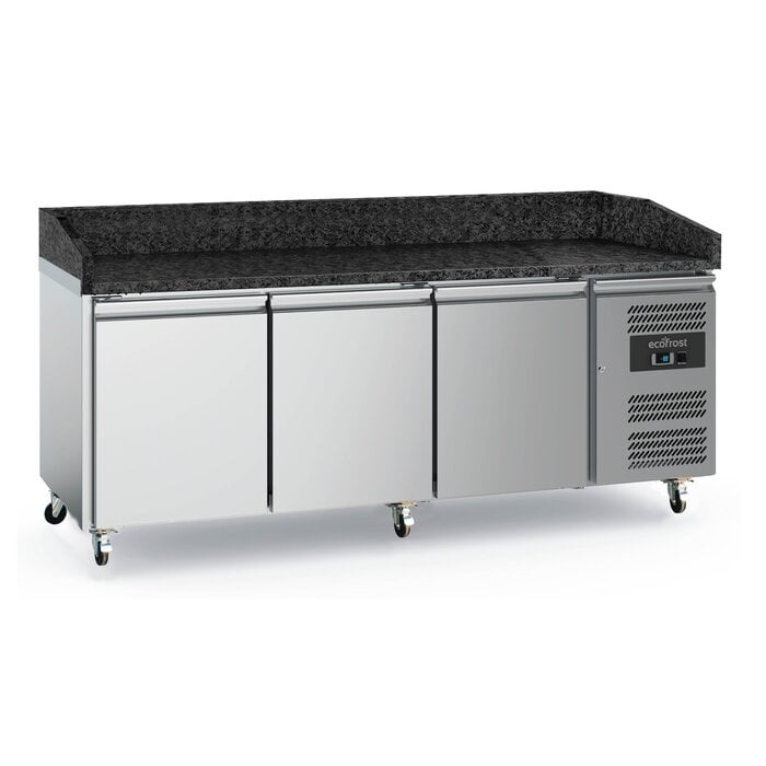 Combisteel Pizzawerkbank 3 deurs graniet met wielen