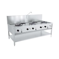 Gas woktafel 3x17kw + 2x9kw