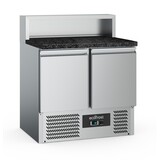 PIZZAWERKBANK 2 DEURS 5x1/6GN PAN ZWART GRANIET WERKBLAD