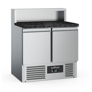 PIZZAWERKBANK 2 DEURS 5x1/6GN PAN ZWART GRANIET WERKBLAD