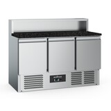 PIZZAWERKBANK 3 DEURS 8x1/6GN PAN ZWART GRANIET WERKBLAD