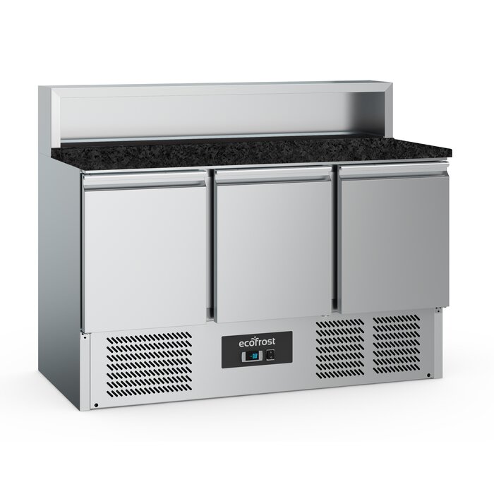 Combisteel PIZZAWERKBANK 3 DEURS 8x1/6GN PAN ZWART GRANIET WERKBLAD