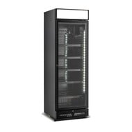 Drankenkoelkast 1 glasdeur zwart met lichtbak sve-450 blc