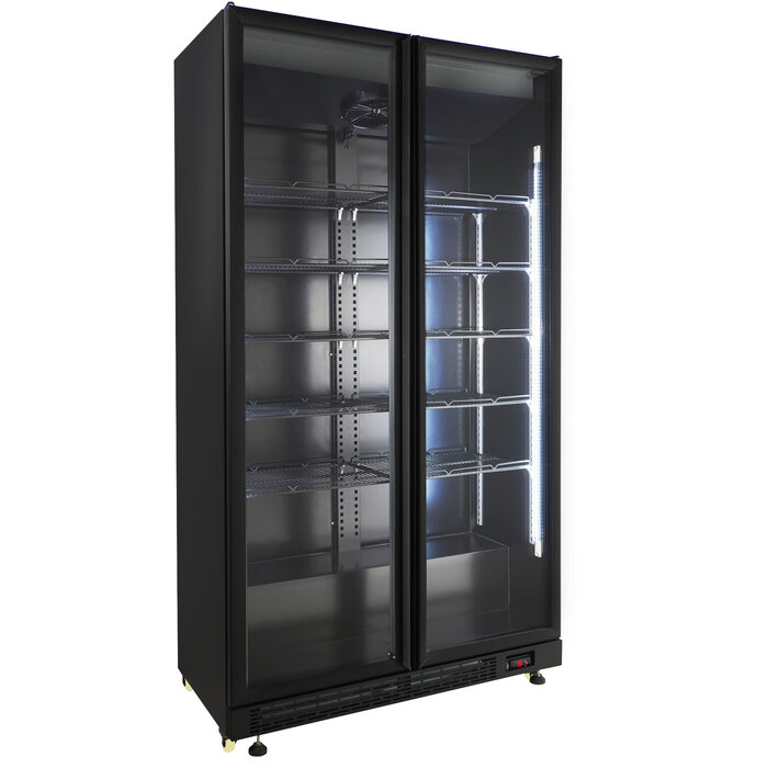 Combisteel Koelkast 2 glasdeuren zwart nap-850