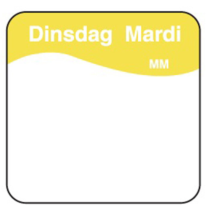 Stylepoint Volledig oplosbare sticker dinsdag 25 mm 500/rol – per 12 stuks