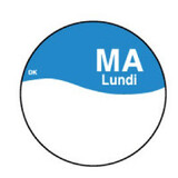 Permanente sticker m/schrijfvlak maandag 19 mm 1000/rol – per 12 stuks