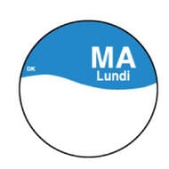 Permanente sticker m/schrijfvlak maandag 19 mm 1000/rol – per 12 stuks