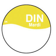 Permanente sticker m/schrijfvlak dinsdag 19 mm 1000/rol – per 12 stuks
