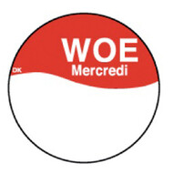 Permanente. sticker m/schrijfvl. woensdag 19 mm 1000/rol – per 12 stuks