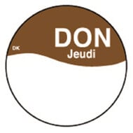 Permanente sticker m/schrijfvl. donderdag 19mm 1000/rol – per 12 stuks
