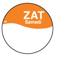 Permanente sticker m/schrijfvl. zaterdag 19 mm 1000/rol – per 12 stuks