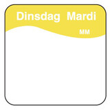 Makkelijk verwijderbare sticker dinsdag 25 mm 1000/rol – per 12 stuks