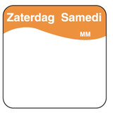 Makkelijk verwijderbare sticker zaterdag 25 mm 1000/rol – per 12 stuks