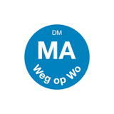 Volledig oplosbare sticker 'ma weg op wo' 19 mm 500/rol – per 12 stuks