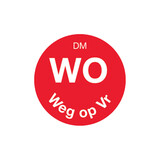 Volledig oplosbare sticker 'wo weg op vr' 19 mm 500/rol – per 12 stuks