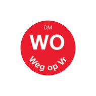Volledig oplosbare sticker 'wo weg op vr' 19 mm 500/rol – per 12 stuks