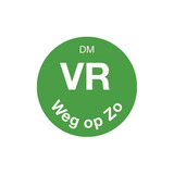 Volledig oplosbare sticker 'vr weg op zo' 19 mm 500/rol – per 12 stuks