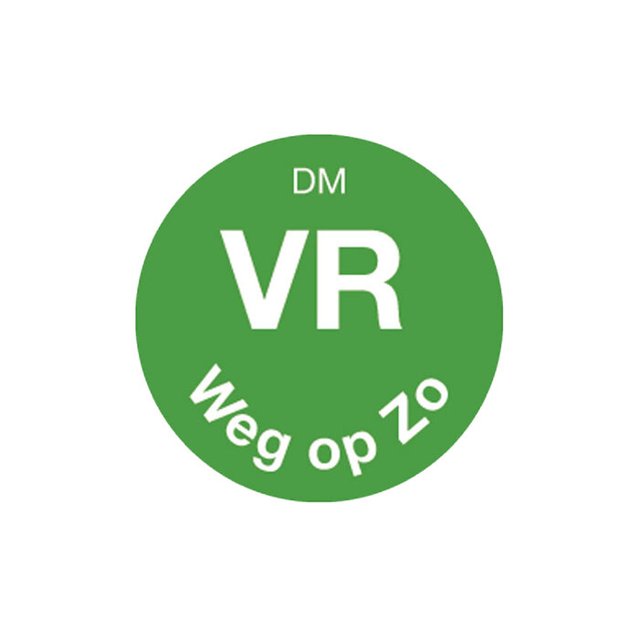 Stylepoint Volledig oplosbare sticker 'vr weg op zo' 19 mm 500/rol – per 12 stuks