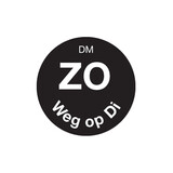 Volledig oplosbare sticker 'zo weg op di' 19 mm 500/rol – per 12 stuks