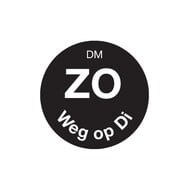 Volledig oplosbare sticker 'zo weg op di' 19 mm 500/rol – per 12 stuks