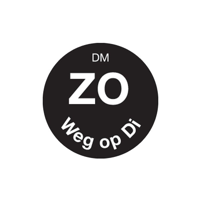 Stylepoint Volledig oplosbare sticker 'zo weg op di' 19 mm 500/rol – per 12 stuks