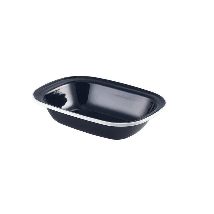 Stylepoint Op Bestelling: Emaille ovenschaal zwart/wit 20 x 15 cm – per 12 stuks