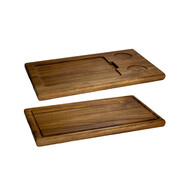 Plank acacia met 2 inlays rechthoekig 39 x 20 x 2 cm – per 12 stuks