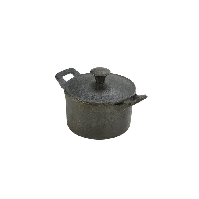 Stylepoint Op Bestelling: Gietijzer mini pan rond met handvat/deksel 400 ml