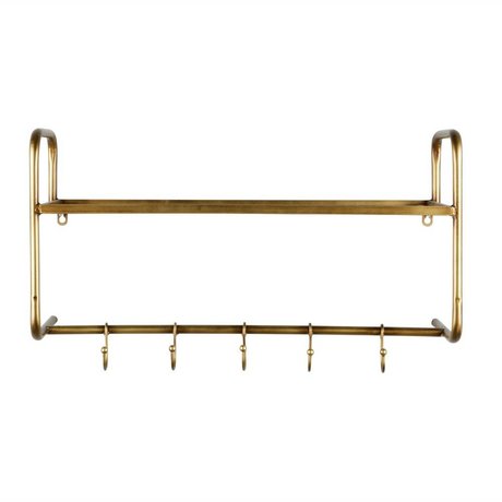 Kapstok, van metaal, 170 cm hoog, moderne jasstandaard met 8 haken, stabiel, vrijstaande kledingstandaard, tot 20 kg belastbaar, voor jassen en hoeden in de hal, slaapkamer, kantoor (goud