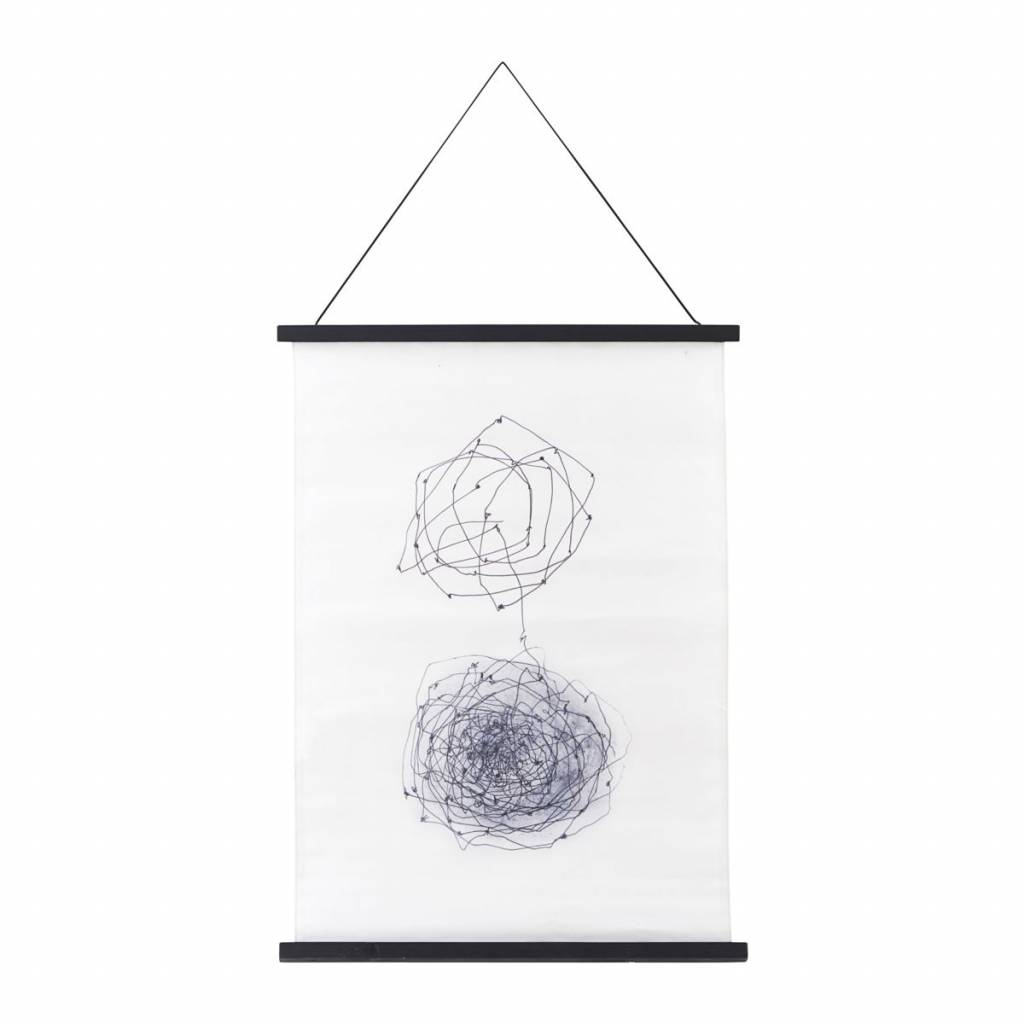 Housedoctor Schule Poster Knoten Schwarz Weiss Blau Baumwolle Holz 50x70cm Wonen Met Lef
