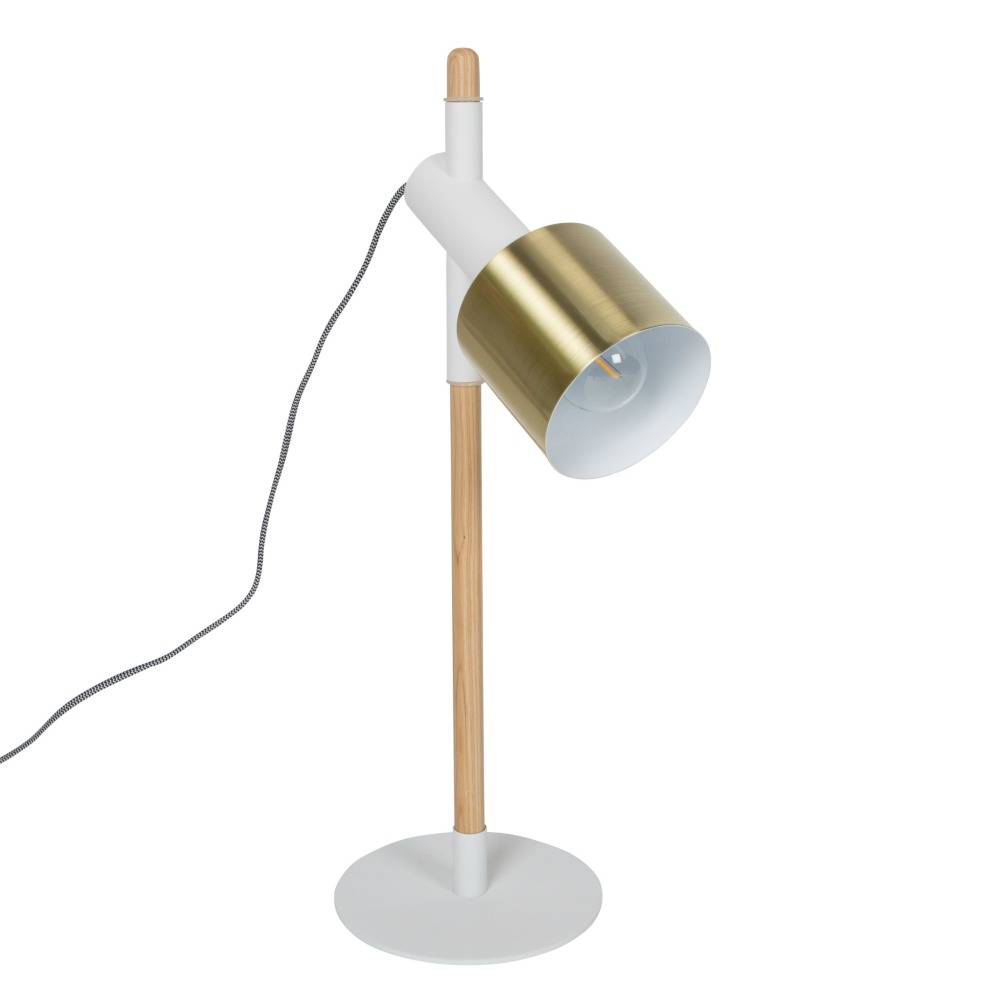 Orthodox ouder democratische Partij Zuiver Tafellamp Ivy wit brass goud metaal hout 20x60cm - wonenmetlef.nl